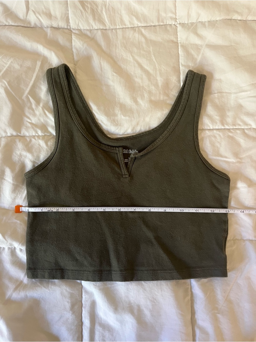 Wild Fable Army Green Notch Neck Cropped Tank - Picture 3 of 7